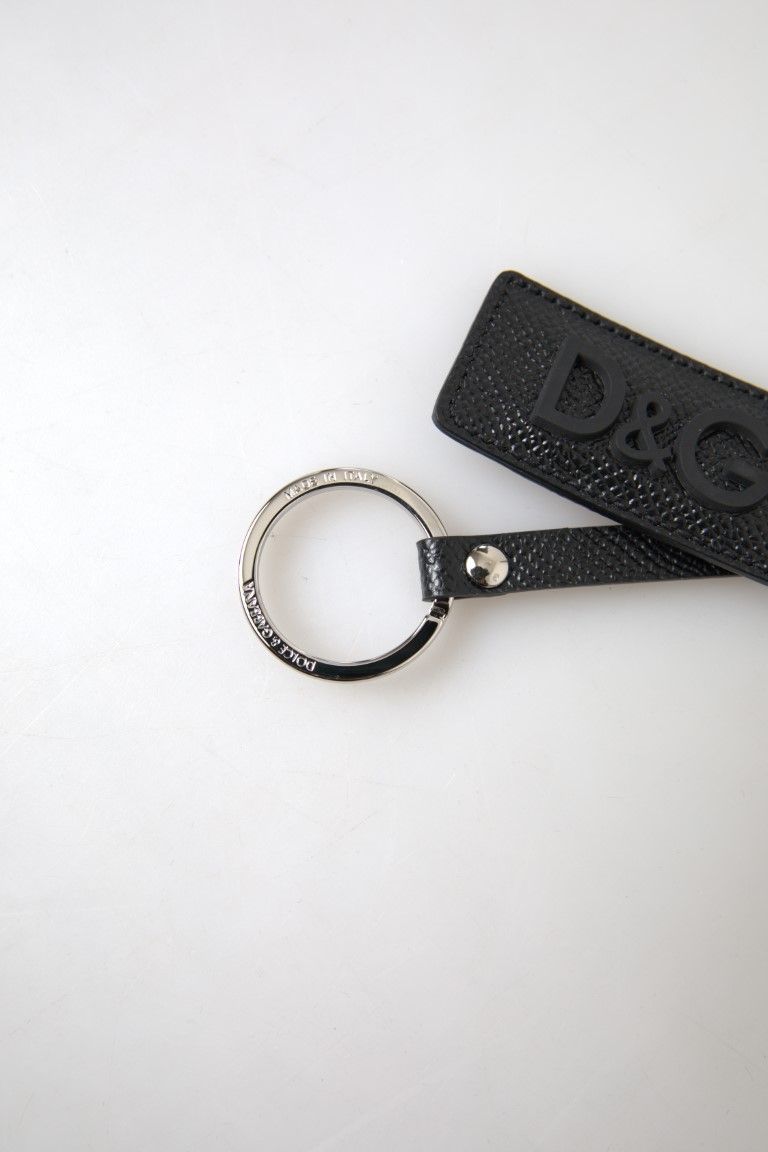 DG Logo Leather Silver Metal Men's Keychain - Dolce & Gabbana - Modalova
