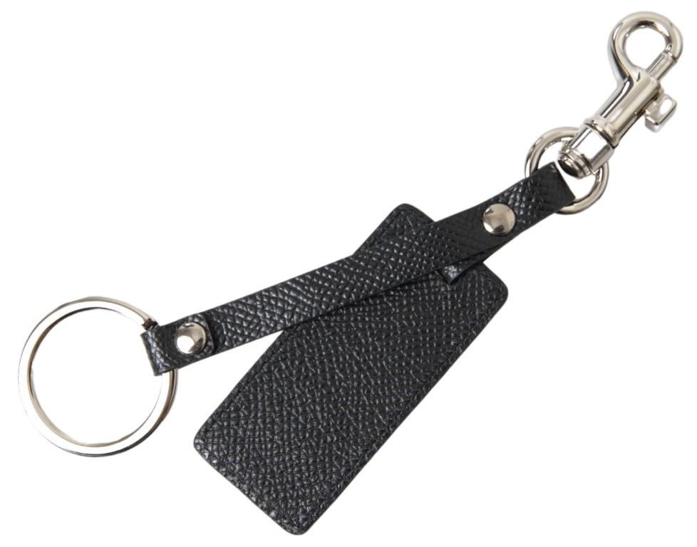 DG Logo Leather Silver Metal Men's Keychain - Dolce & Gabbana - Modalova
