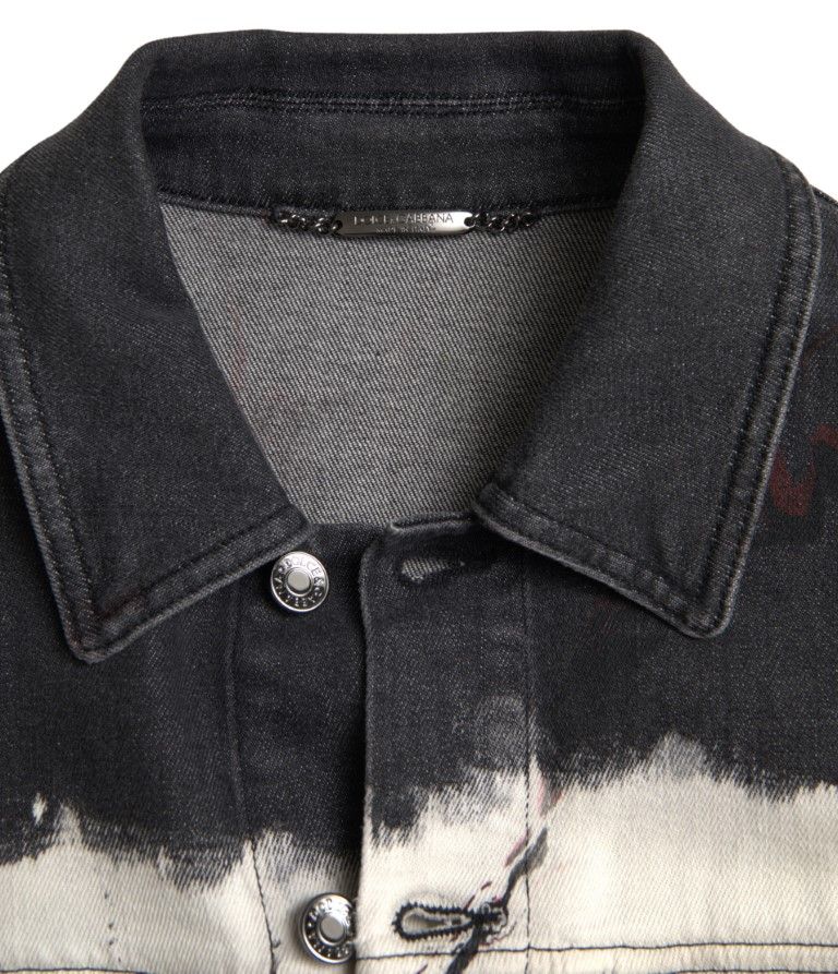Cotton Collared Denim Men's Jacket - Dolce & Gabbana - Modalova