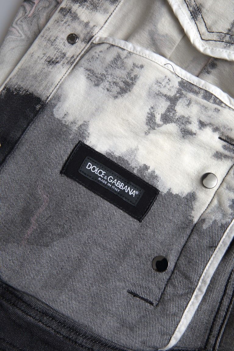 Cotton Collared Denim Men's Jacket - Dolce & Gabbana - Modalova