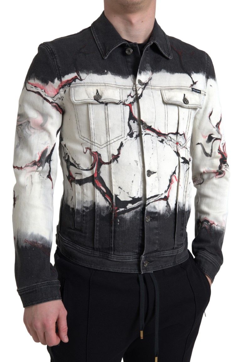 Cotton Collared Denim Men's Jacket - Dolce & Gabbana - Modalova
