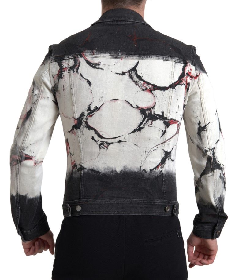 Cotton Collared Denim Men's Jacket - Dolce & Gabbana - Modalova