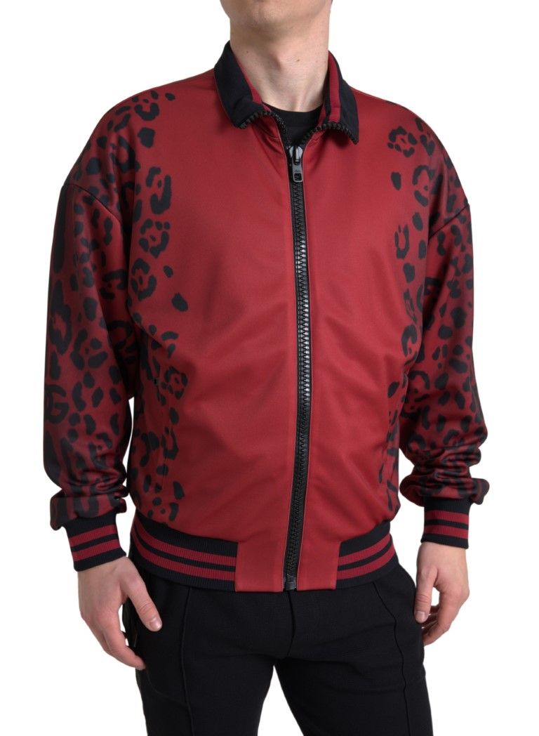 Leopard Polyester Bomber Full Zip Men's Jacket - Dolce & Gabbana - Modalova
