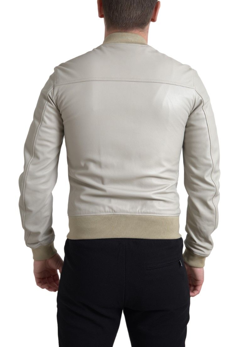 Leather Bomber Blouson Full Zip Men's Jacket - Dolce & Gabbana - Modalova
