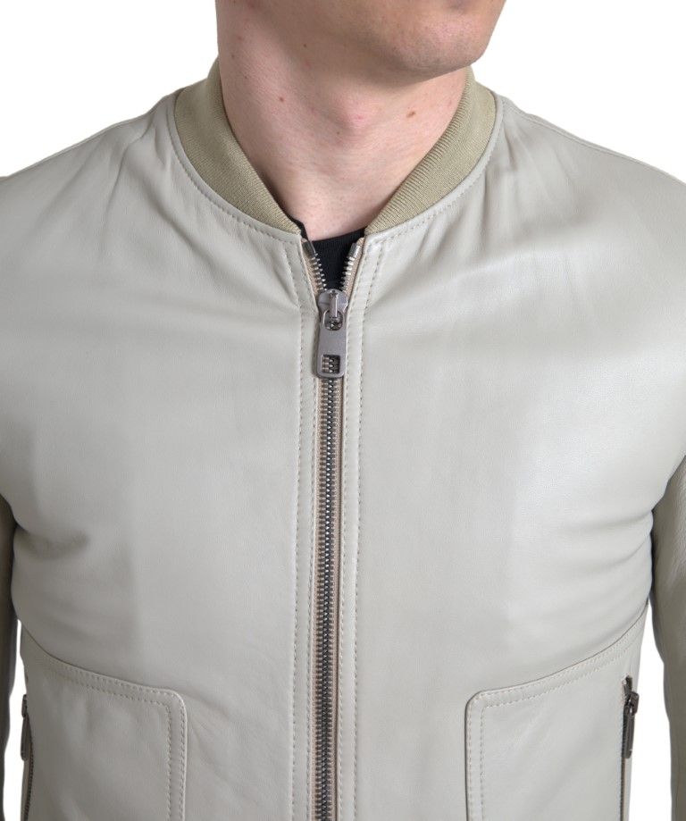 Leather Bomber Blouson Full Zip Men's Jacket - Dolce & Gabbana - Modalova