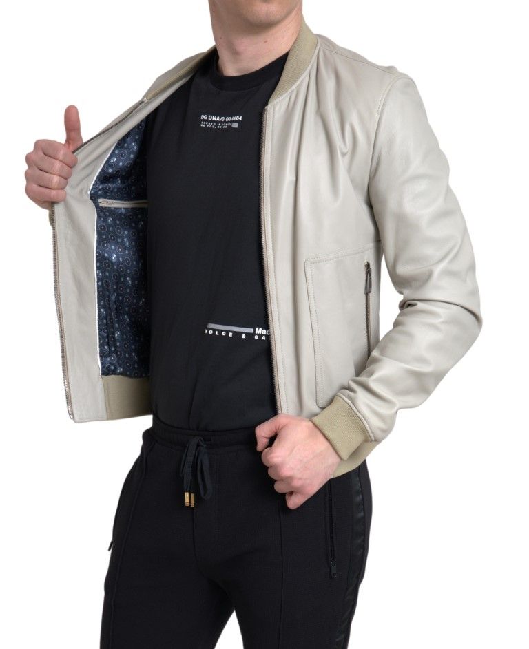 Leather Bomber Blouson Full Zip Men's Jacket - Dolce & Gabbana - Modalova