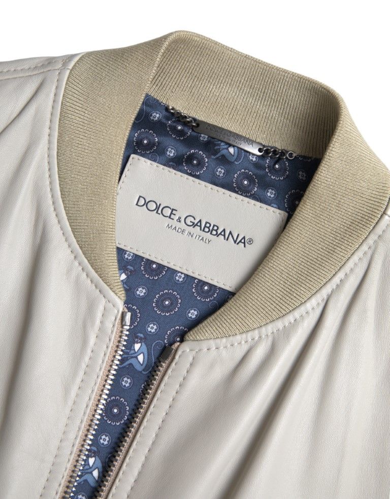 Leather Bomber Blouson Full Zip Men's Jacket - Dolce & Gabbana - Modalova