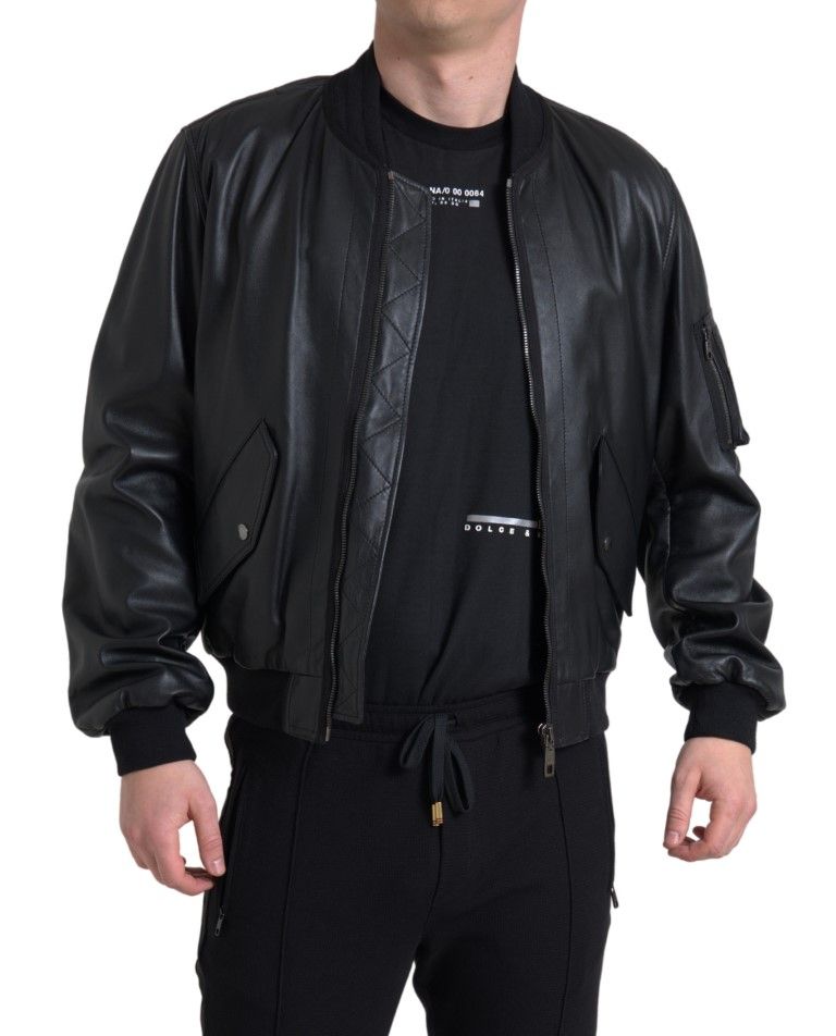 Leather Blouson Full Zip Bomber Men's Jacket - Dolce & Gabbana - Modalova