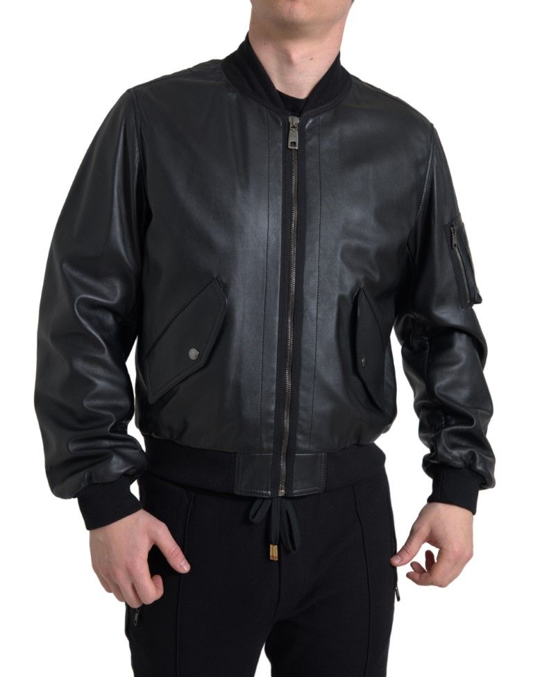 Leather Blouson Full Zip Bomber Men's Jacket - Dolce & Gabbana - Modalova