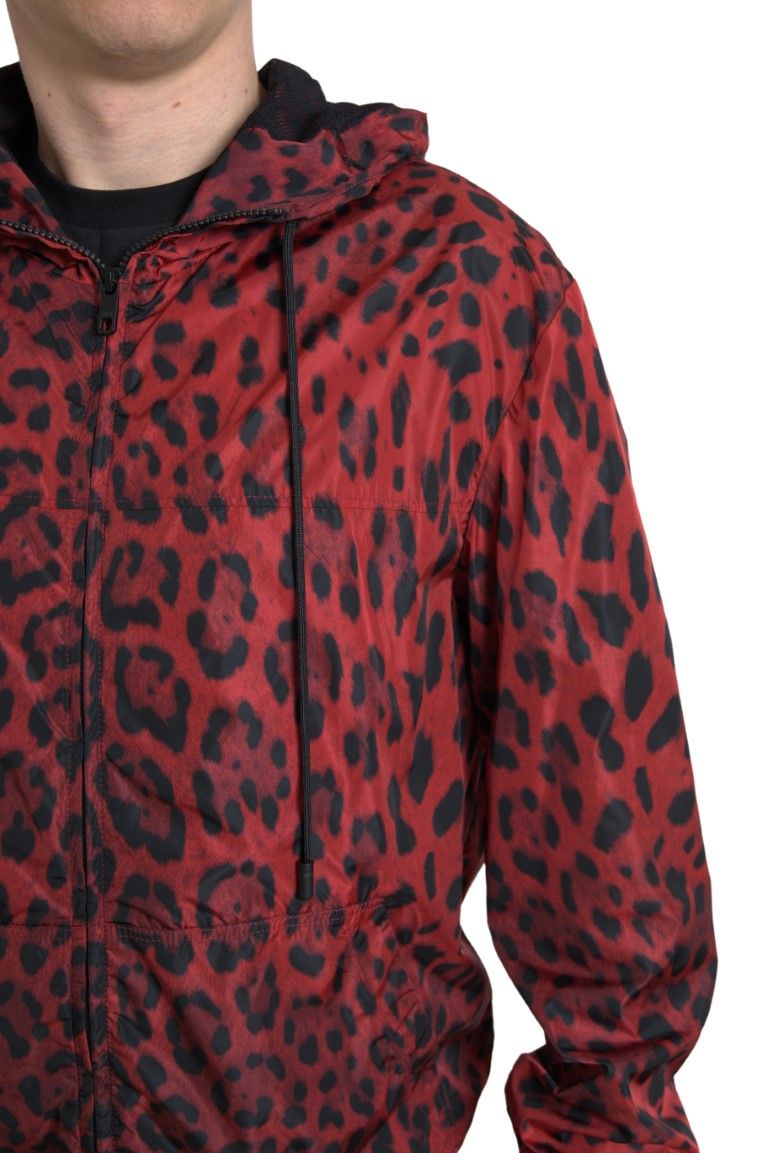 Leopard Hooded Bomber Full Zip Men's Jacket - Dolce & Gabbana - Modalova