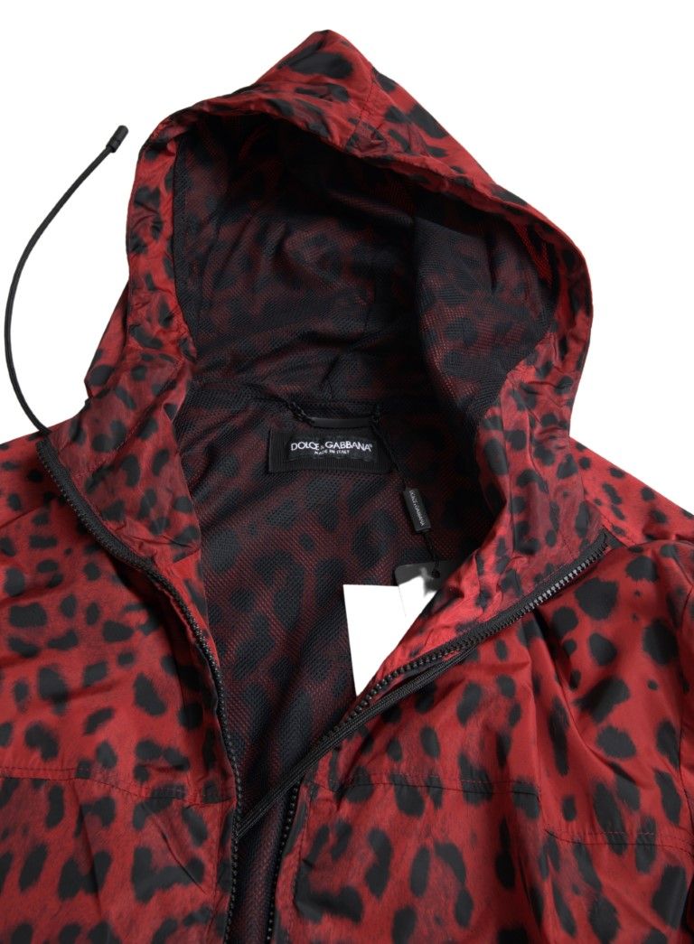 Leopard Hooded Bomber Full Zip Men's Jacket - Dolce & Gabbana - Modalova
