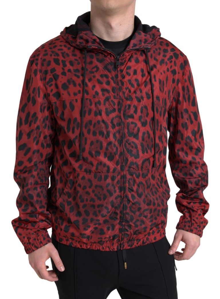 Leopard Hooded Bomber Full Zip Men's Jacket - Dolce & Gabbana - Modalova