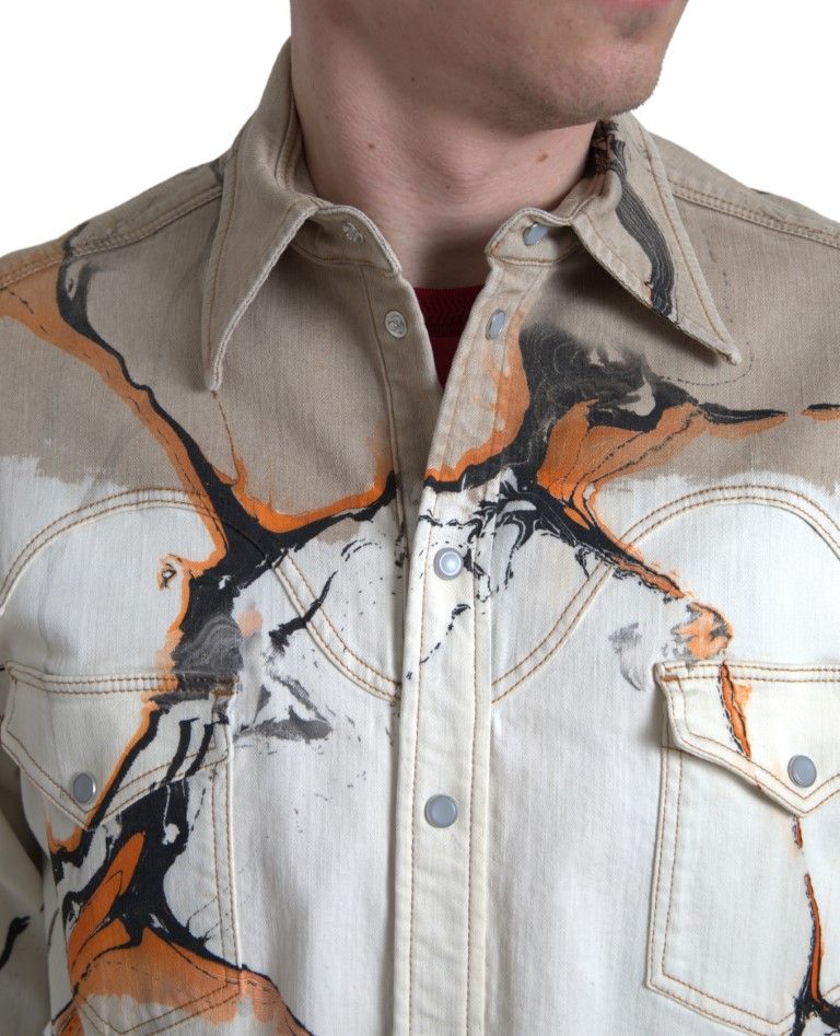 Cotton Collared Denim Men's Shirt - Dolce & Gabbana - Modalova