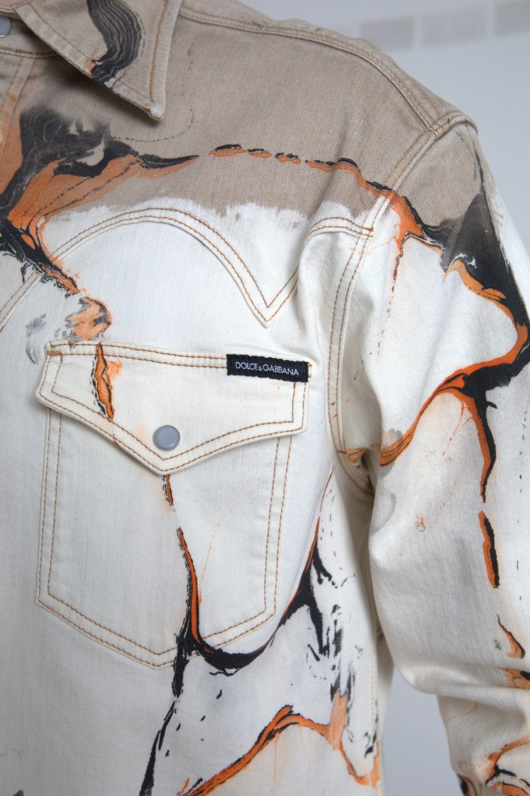 Cotton Collared Denim Men's Shirt - Dolce & Gabbana - Modalova