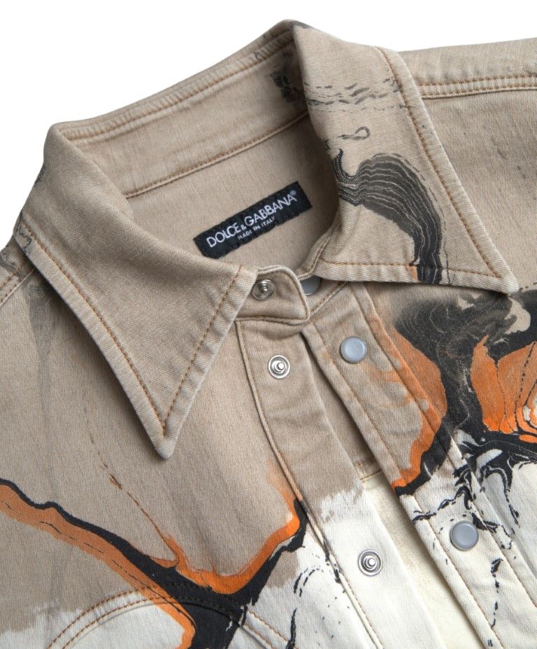 Cotton Collared Denim Men's Shirt - Dolce & Gabbana - Modalova