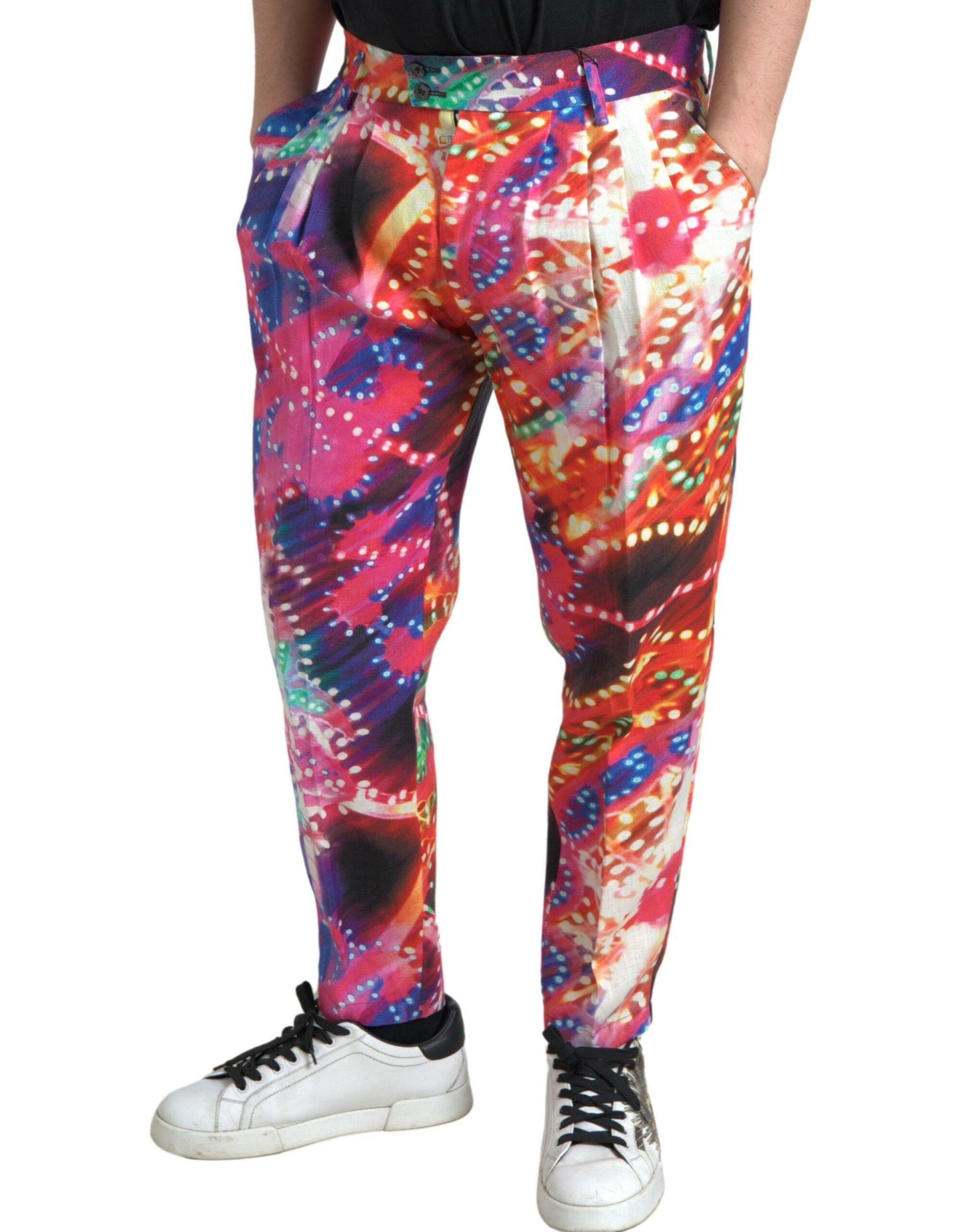 Printed Linen Men Trouser Men's Pants - Dolce & Gabbana - Modalova