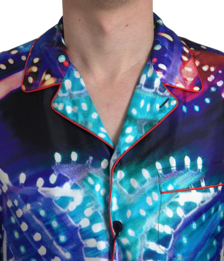 Silk Psychedelic Print Men Pajama Men's Shirt - Dolce & Gabbana - Modalova