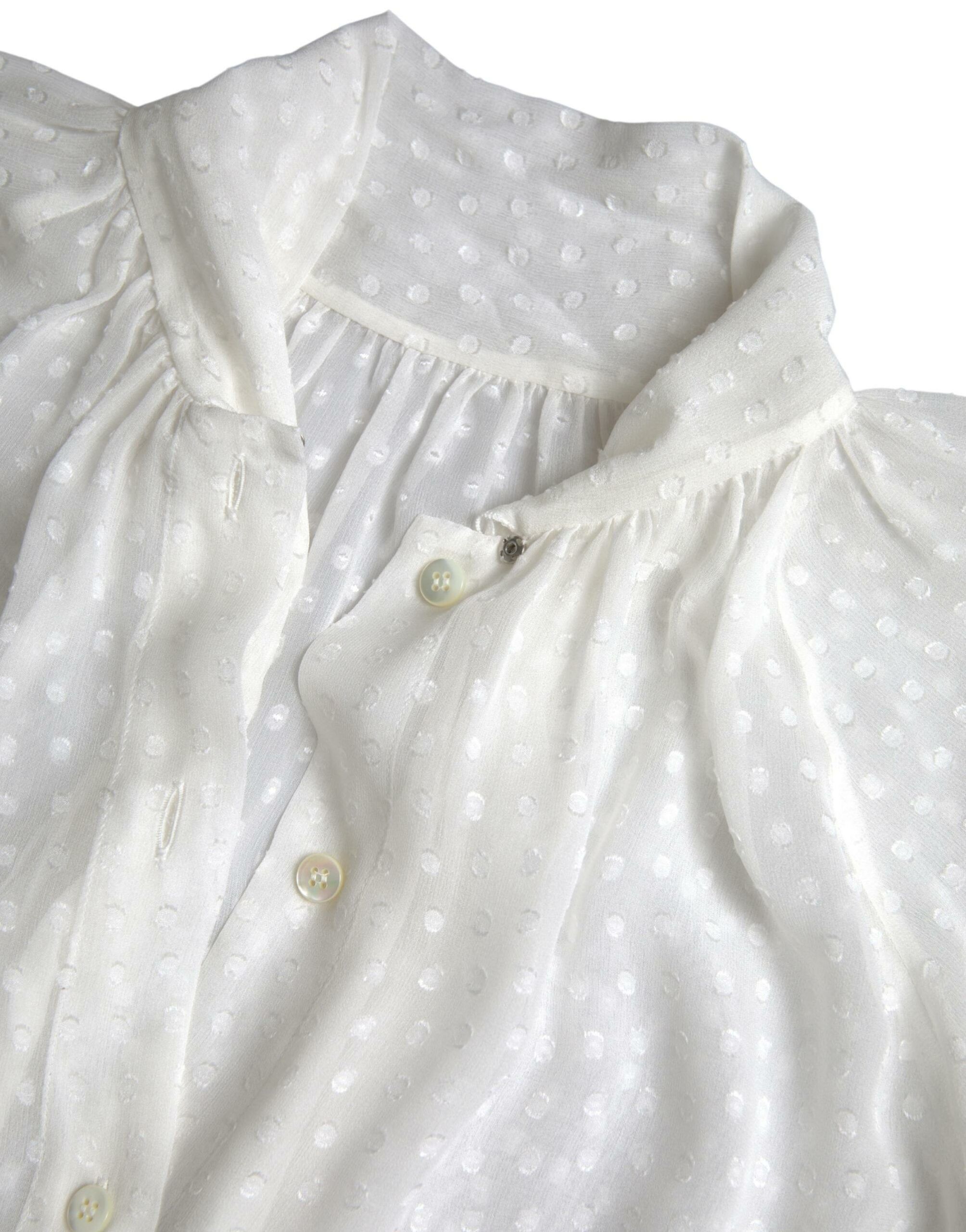 Silk Sheer Tied Neck Polka Dots Women's Blouse - Dolce & Gabbana - Modalova