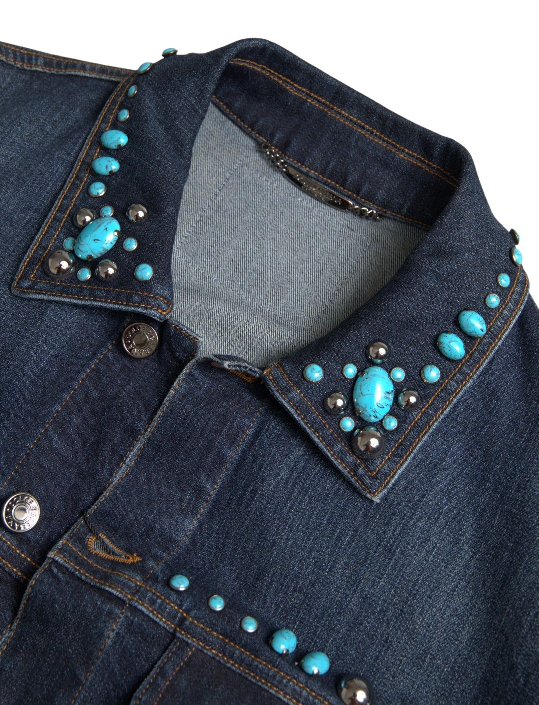 Denim Turquoise Stones Studded Men's Jacket - Dolce & Gabbana - Modalova