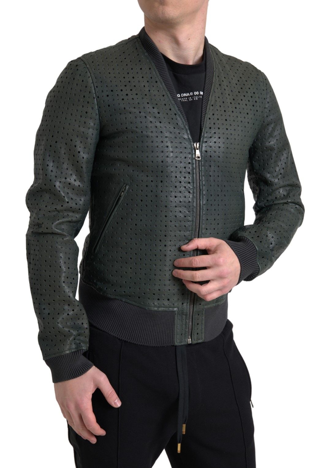 Perforated Leather Bomber Men's Jacket - Dolce & Gabbana - Modalova