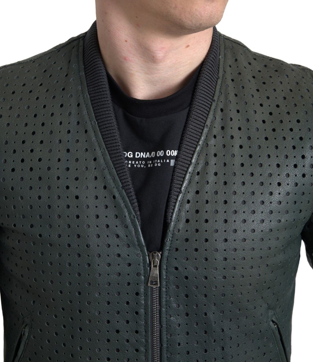Perforated Leather Bomber Men's Jacket - Dolce & Gabbana - Modalova