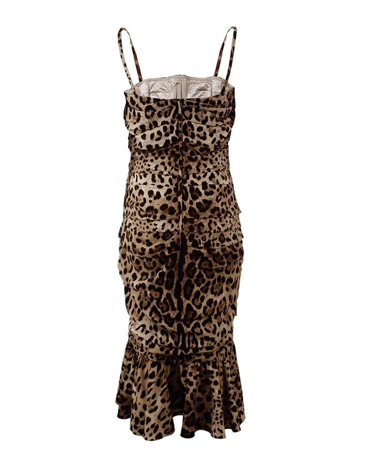 Leopard Print Ruched Midi Women's Dress - Dolce & Gabbana - Modalova
