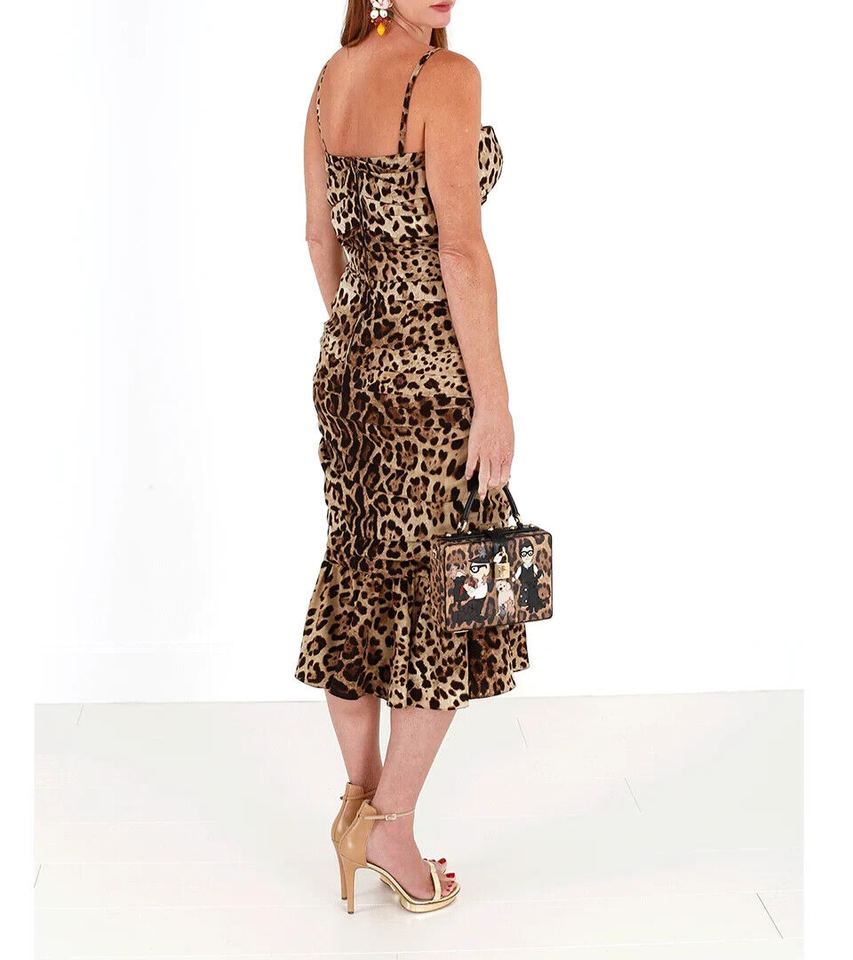 Leopard Print Ruched Midi Women's Dress - Dolce & Gabbana - Modalova