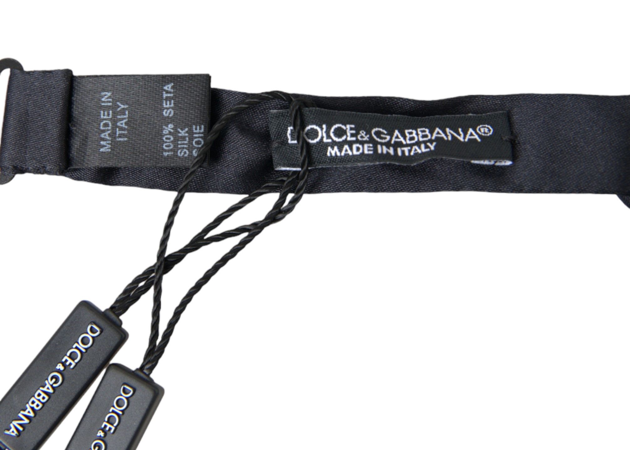 Dark Silk Satin Adjustable Neck Men Papillon Bow Men's Tie - Dolce & Gabbana - Modalova