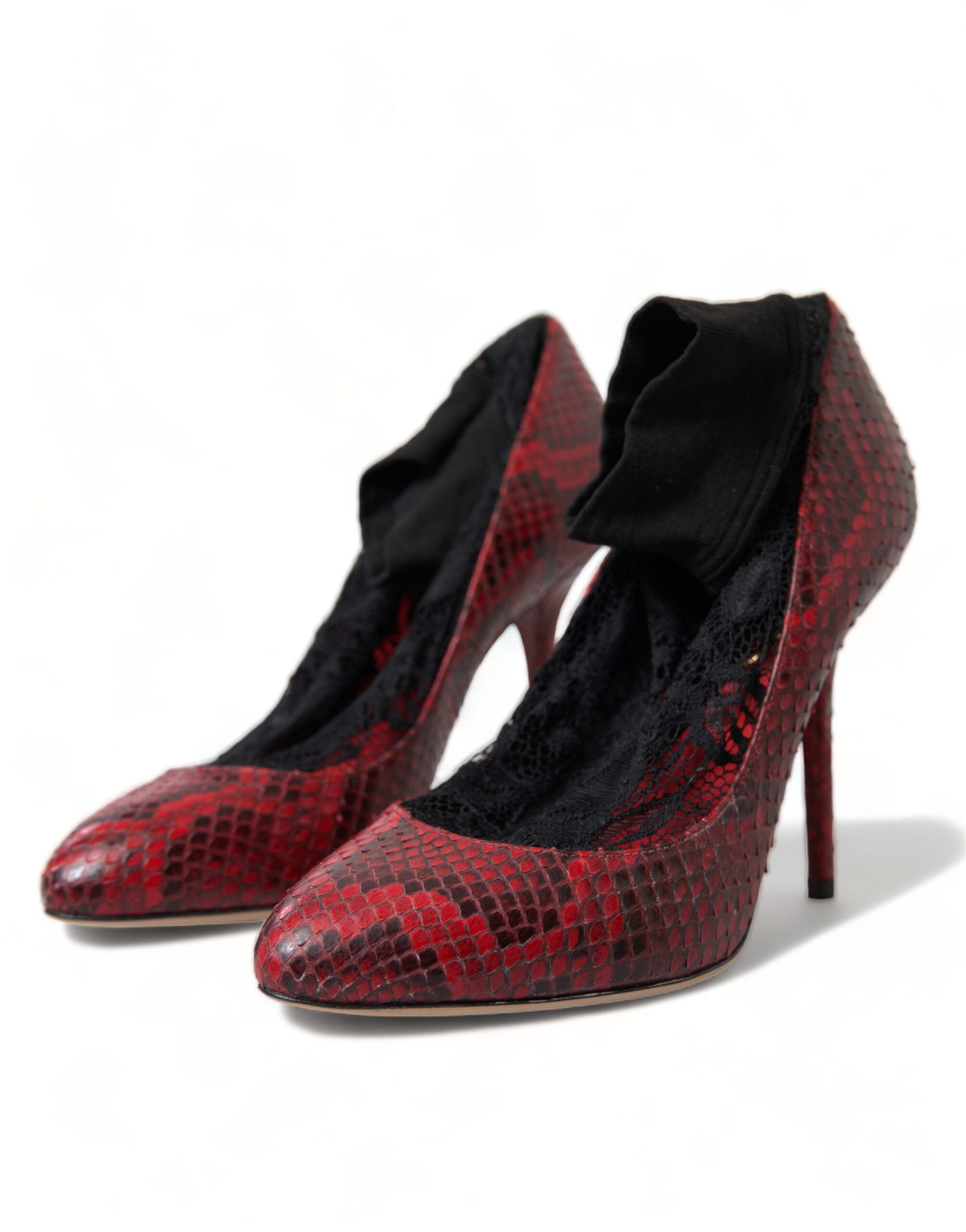 Red Ayers Leather Lace Socks Pumps Women's Shoes - Dolce & Gabbana - Modalova