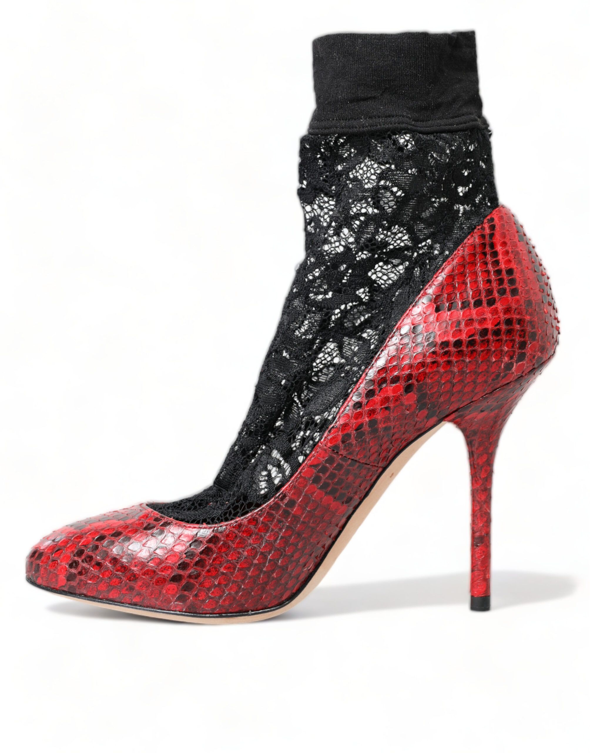 Red Ayers Leather Lace Socks Pumps Women's Shoes - Dolce & Gabbana - Modalova