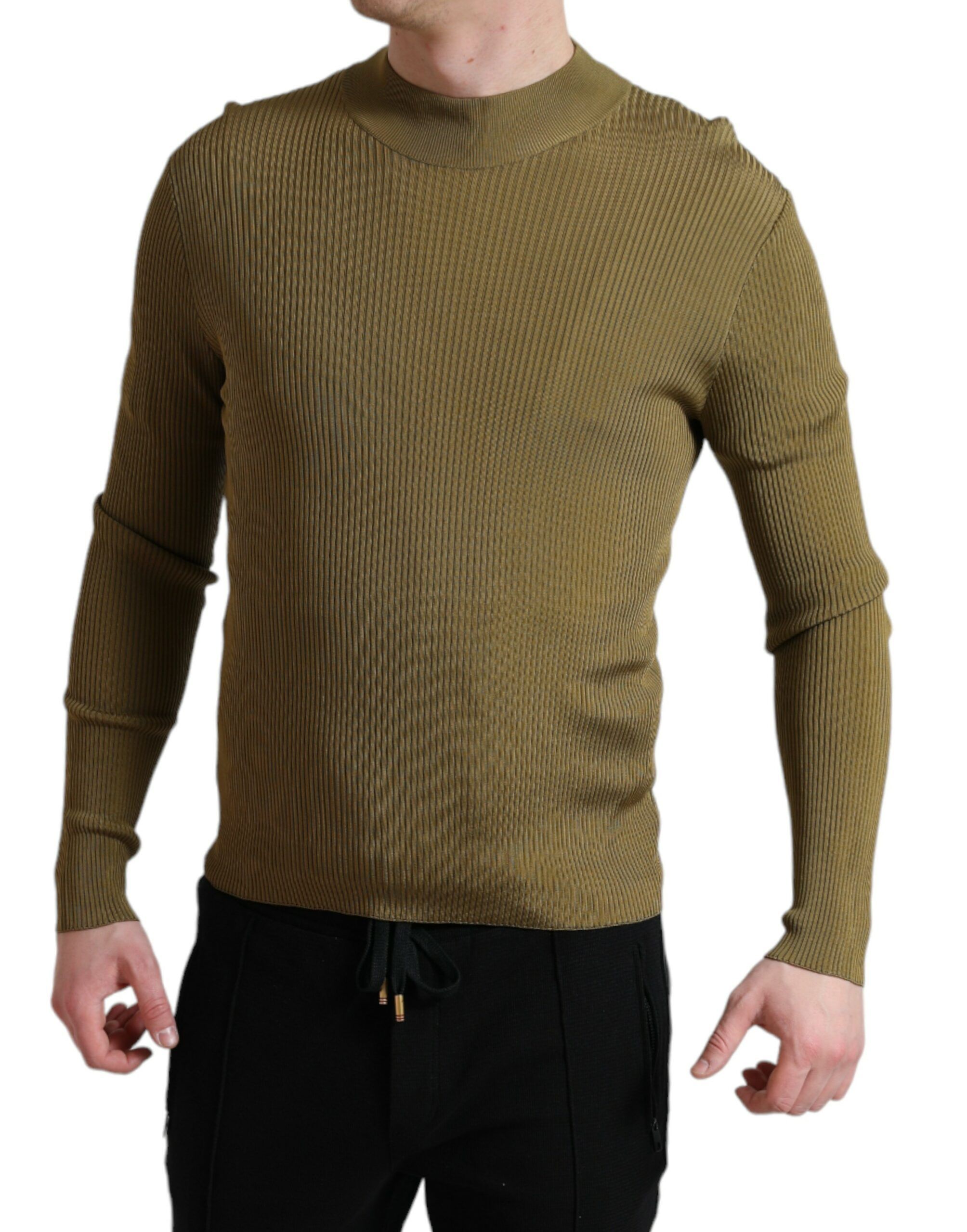 Green Viscose Crewneck Pullover Men's Sweater - Dolce & Gabbana - Modalova