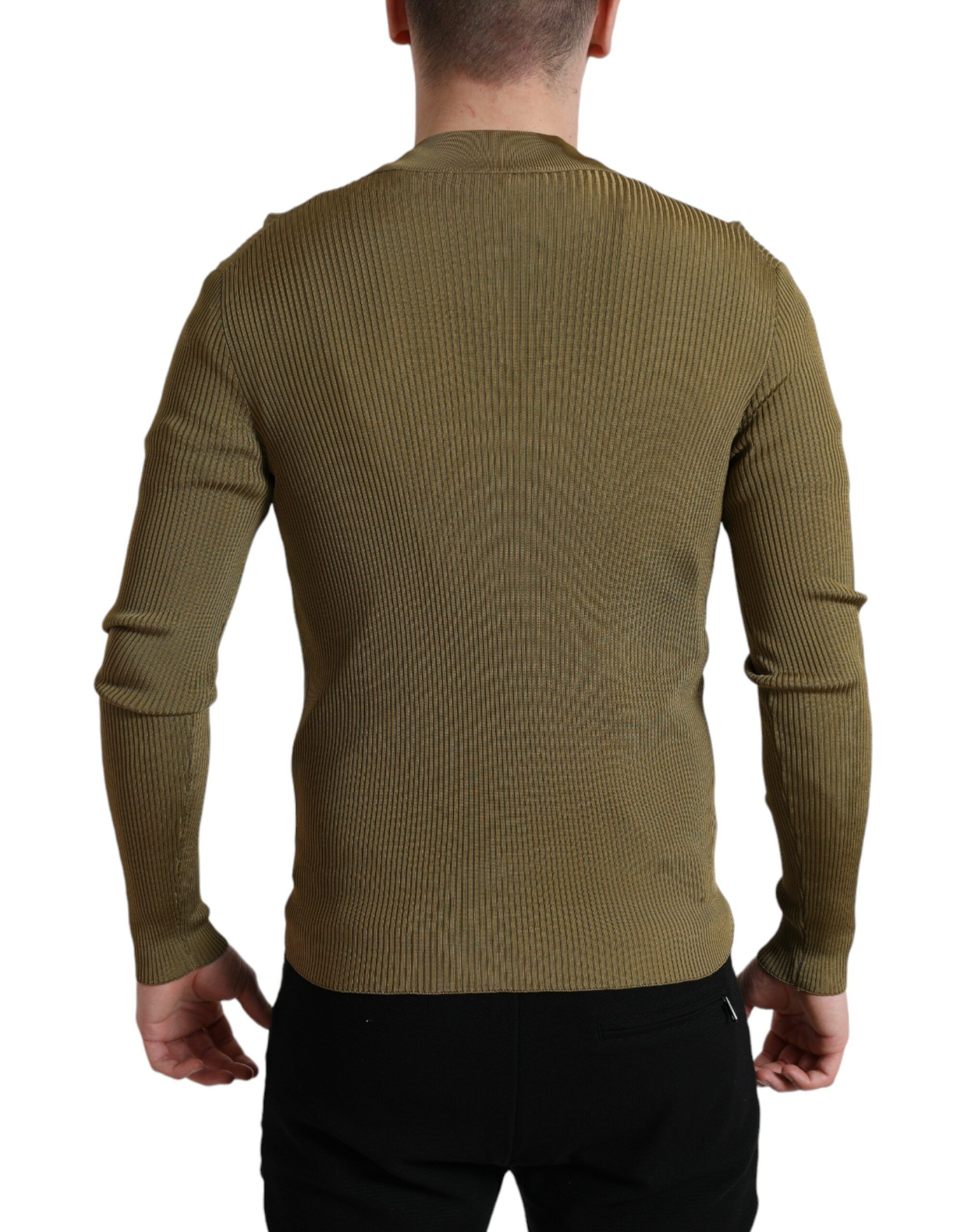 Green Viscose Crewneck Pullover Men's Sweater - Dolce & Gabbana - Modalova
