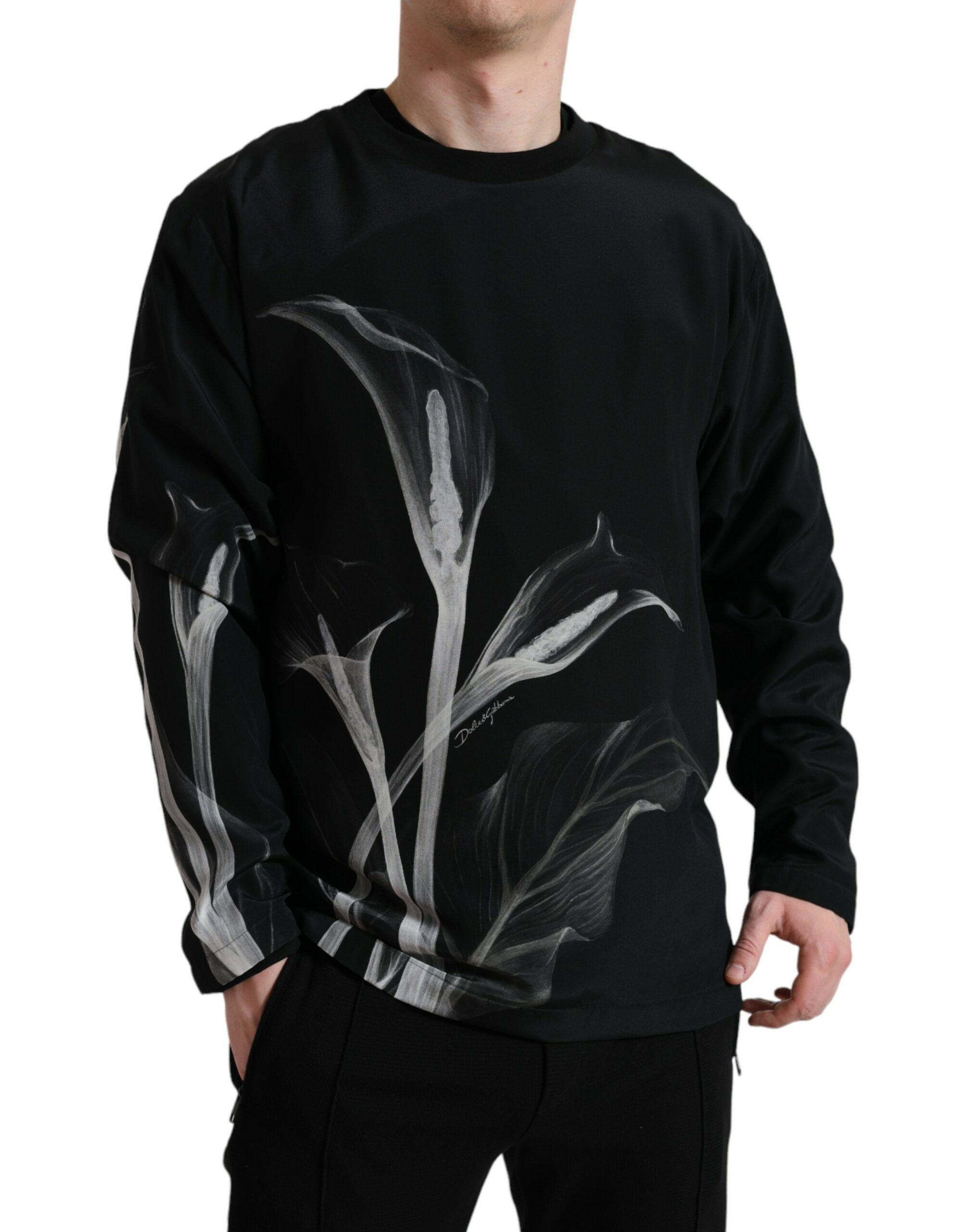 Floral Print Crewneck Pullover Men's Sweater - Dolce & Gabbana - Modalova