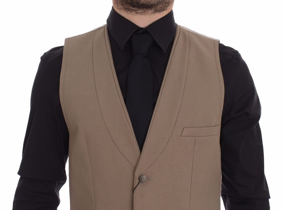 Cotton Slim Fit Button Front Dress Men's Vest - Dolce & Gabbana - Modalova