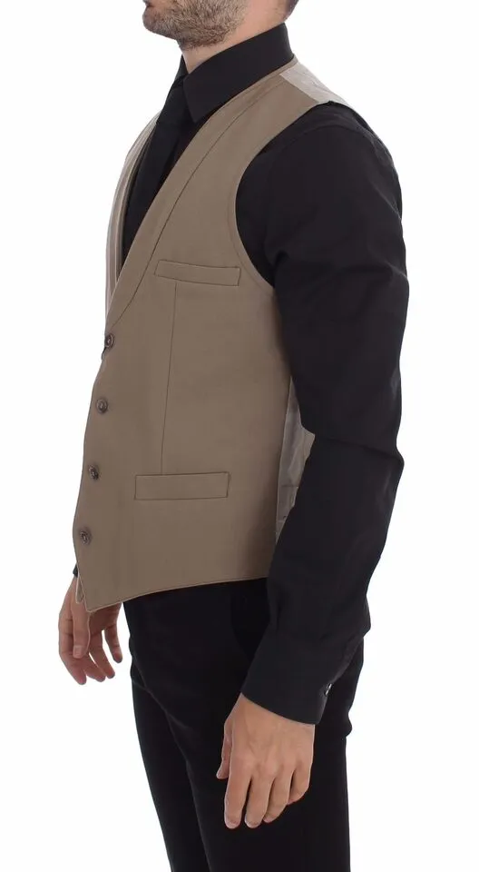 Cotton Slim Fit Button Front Dress Men's Vest - Dolce & Gabbana - Modalova