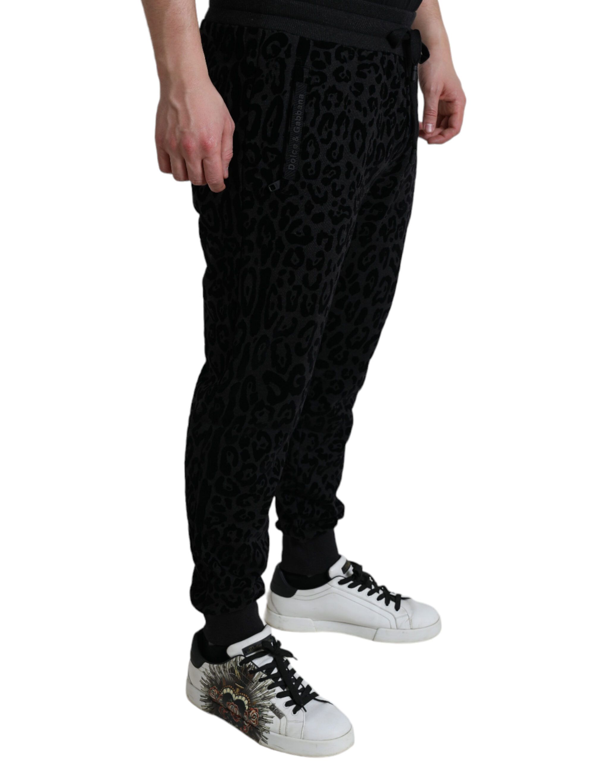 Leopard Cotton Slim Fit Jogger Men's Pants - Dolce & Gabbana - Modalova