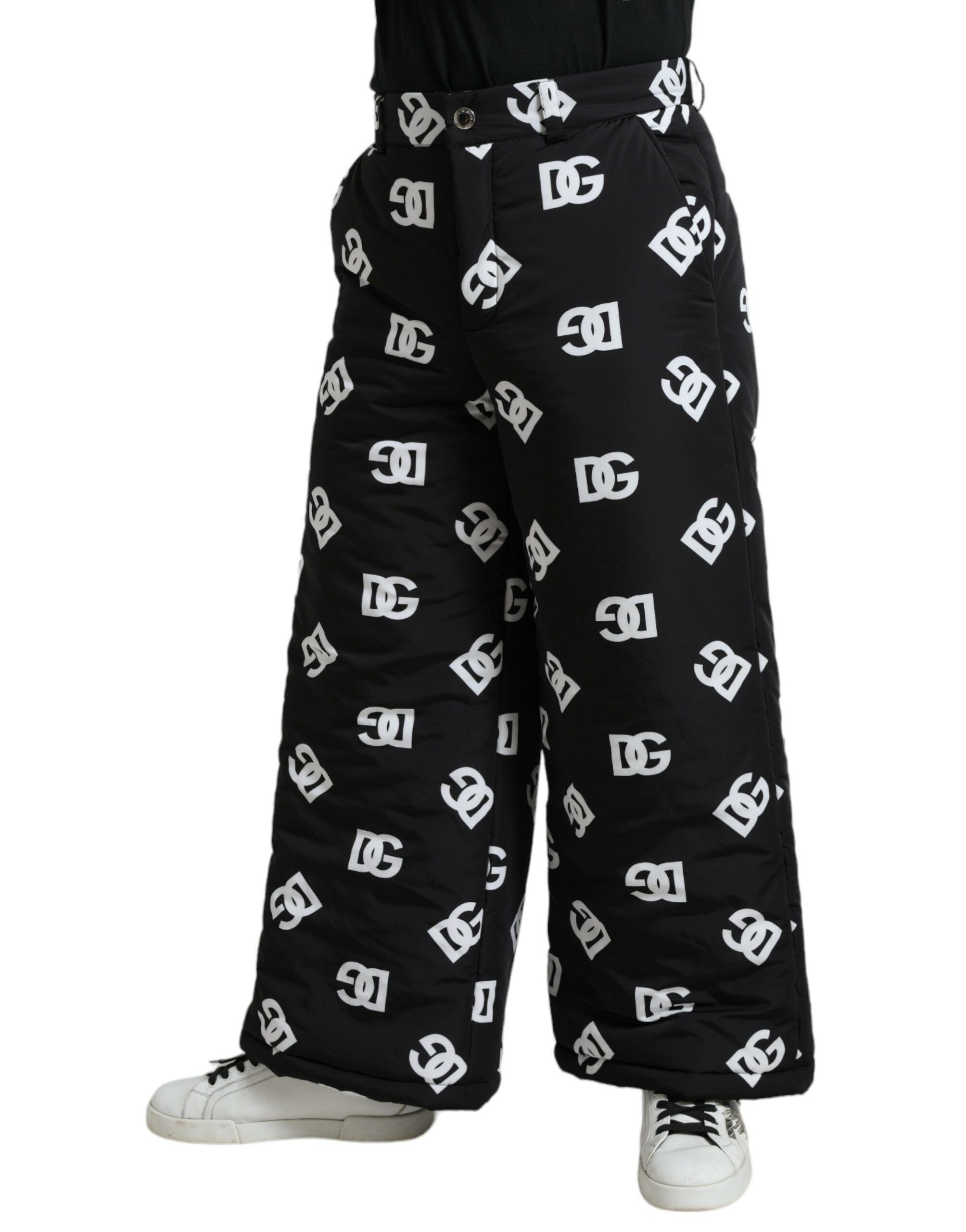 Black Logo DG Print Wide Leg Men's Pants - Dolce & Gabbana - Modalova