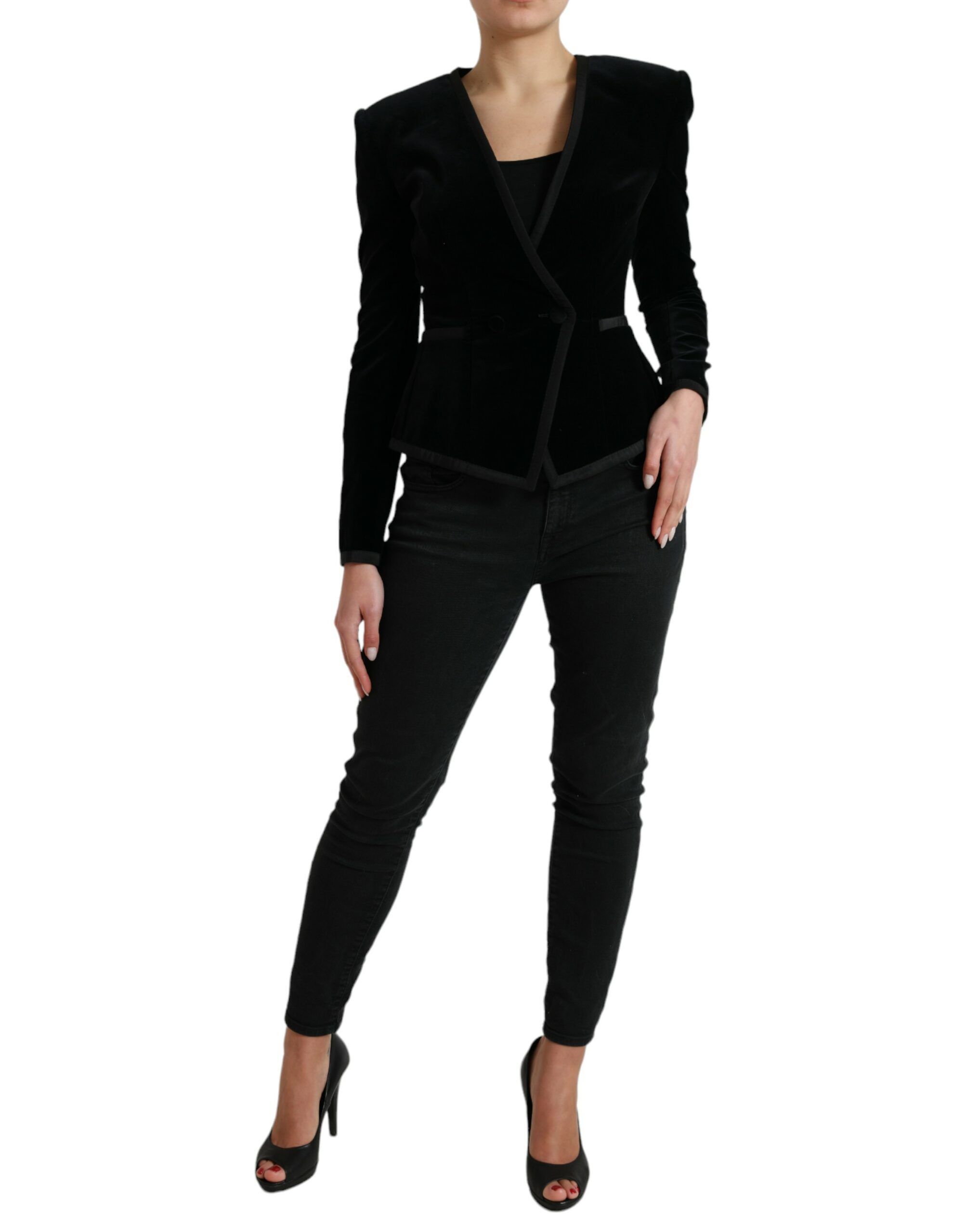 Velvet Cotton Double Breasted Women's Jacket - Dolce & Gabbana - Modalova