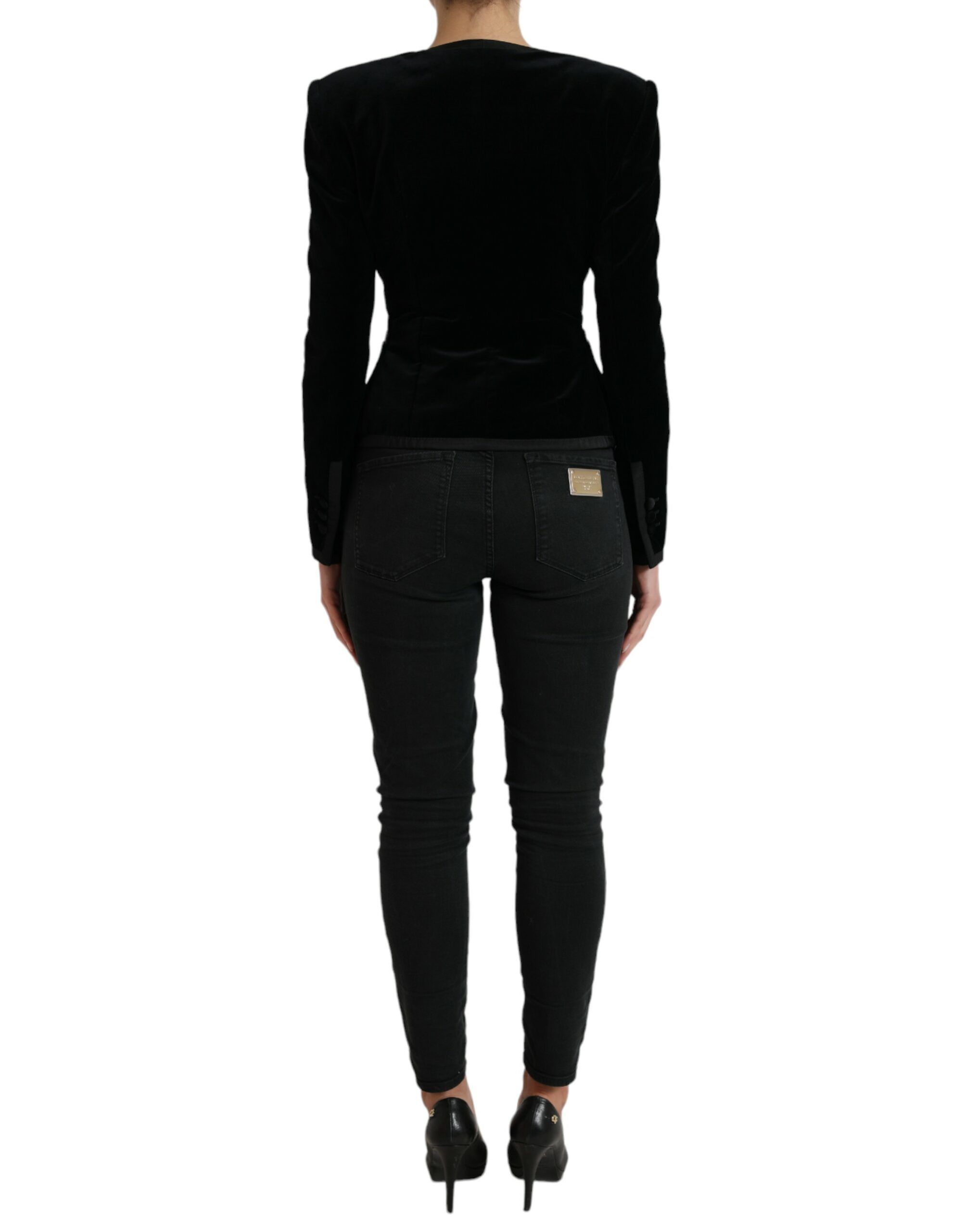 Velvet Cotton Double Breasted Women's Jacket - Dolce & Gabbana - Modalova