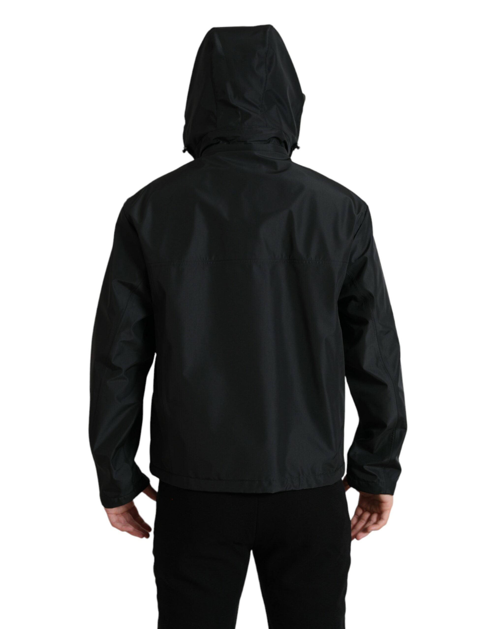 Polyester Logo Plaque Hooded Men's Jacket - Dolce & Gabbana - Modalova