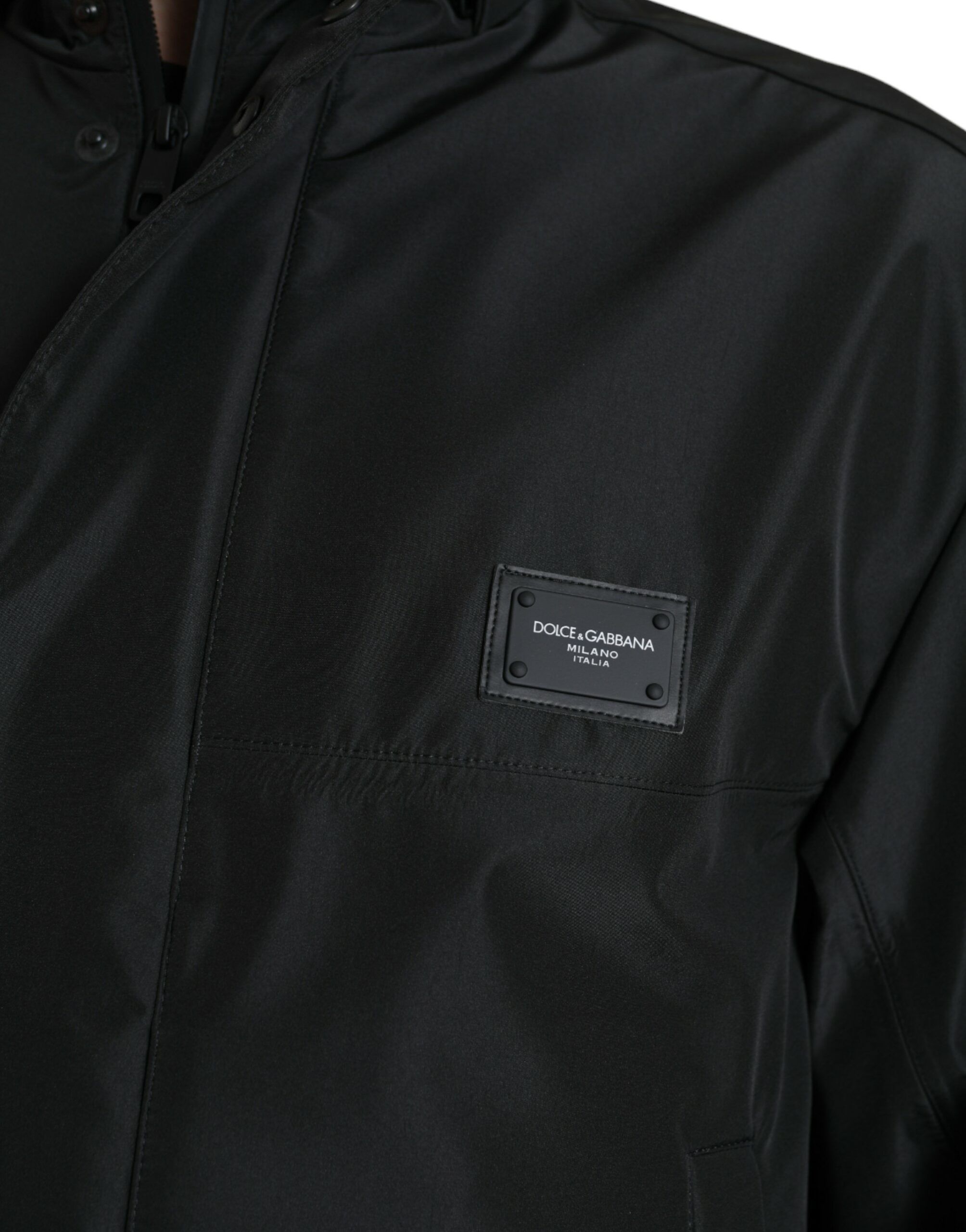 Polyester Logo Plaque Hooded Men's Jacket - Dolce & Gabbana - Modalova