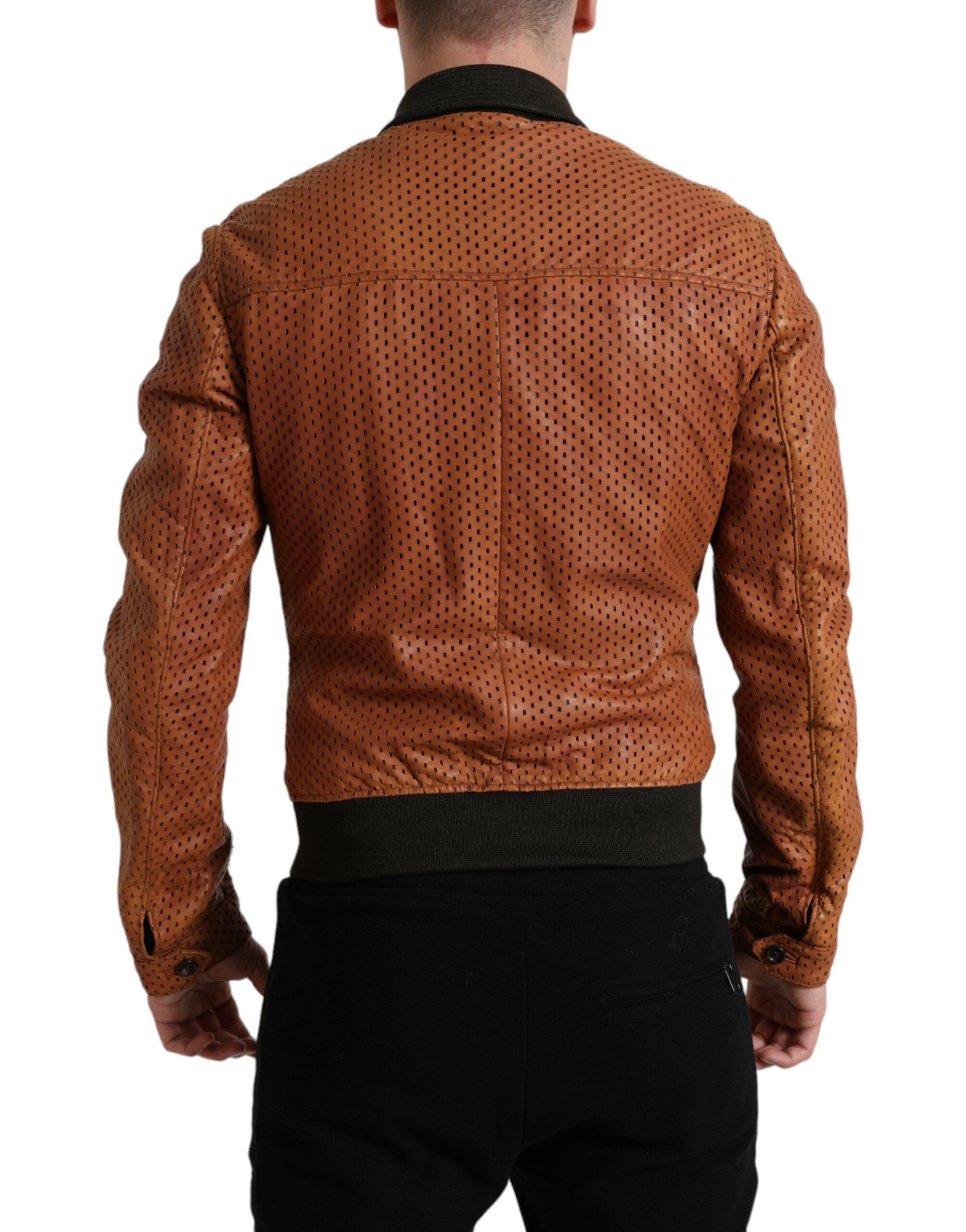 Lambskin Leather Perforated Men's Jacket - Dolce & Gabbana - Modalova