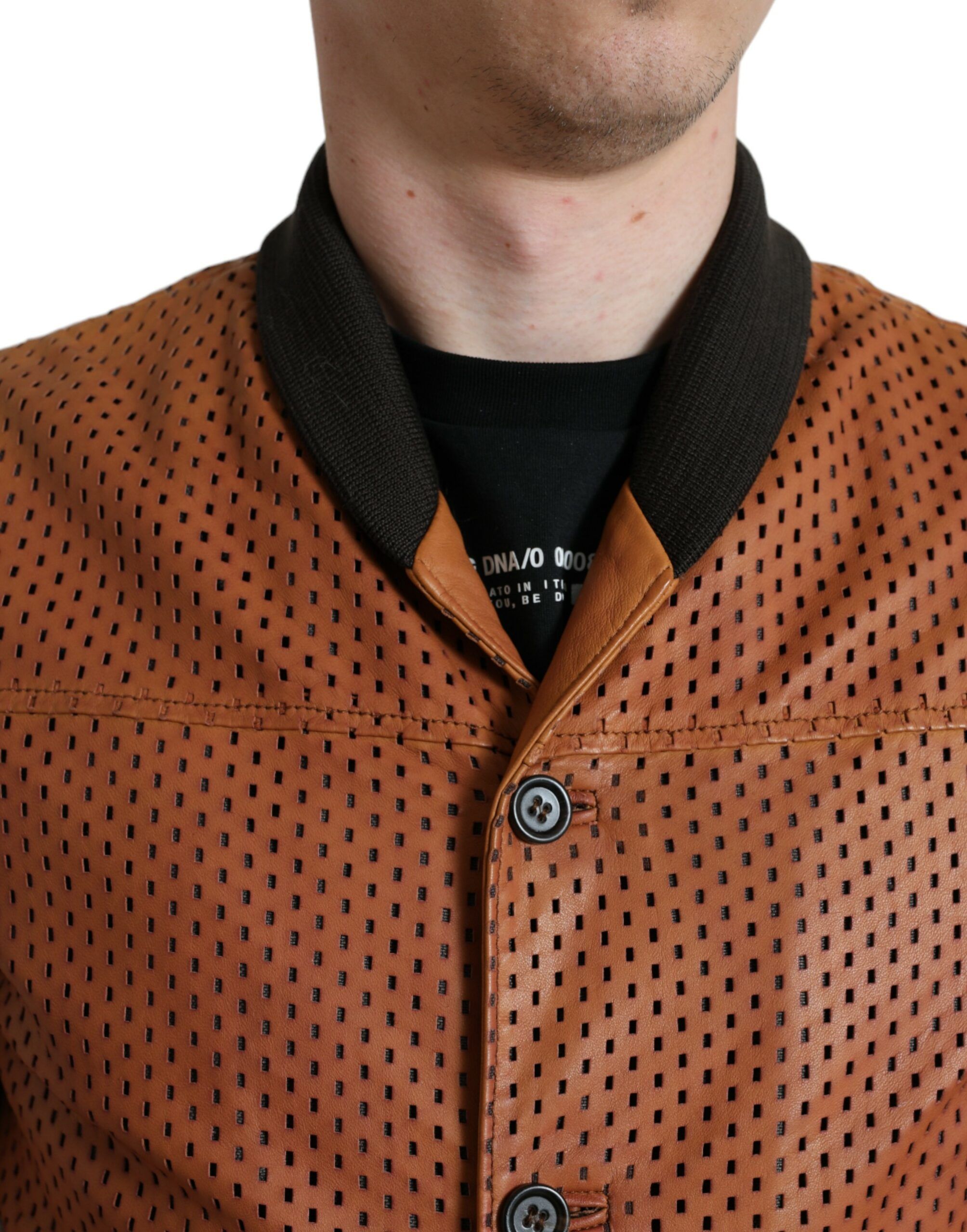 Lambskin Leather Perforated Men's Jacket - Dolce & Gabbana - Modalova