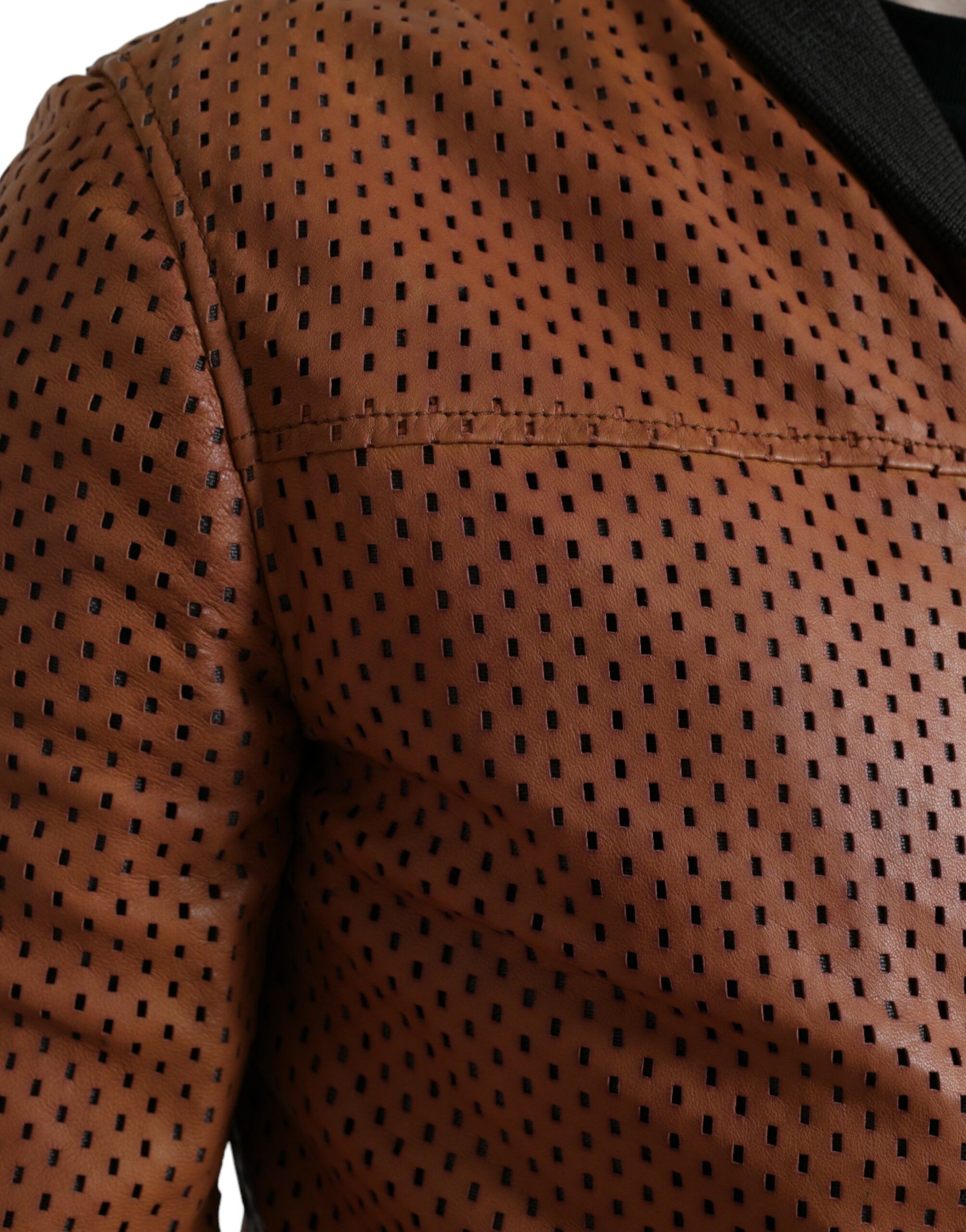 Lambskin Leather Perforated Men's Jacket - Dolce & Gabbana - Modalova