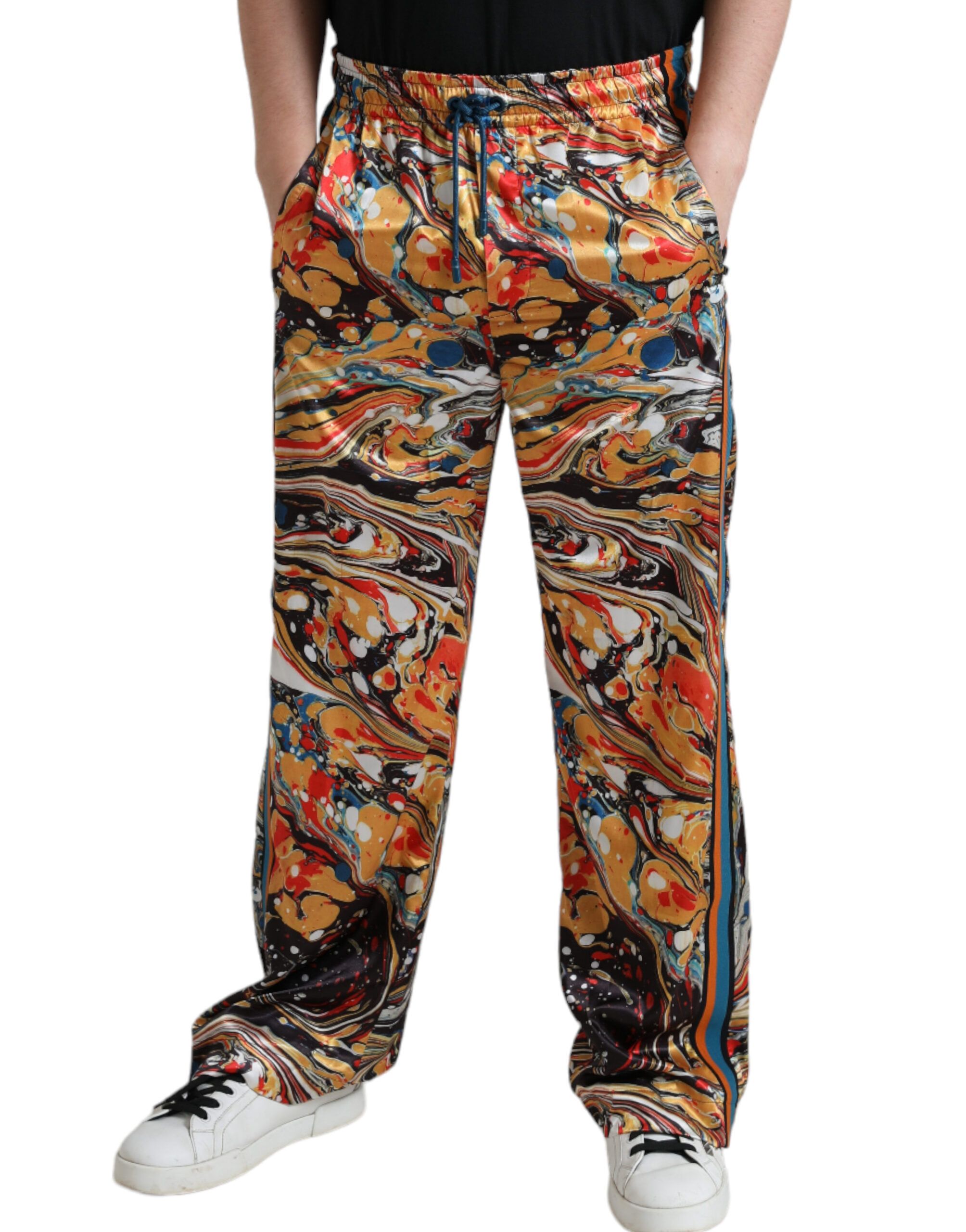 Marble Print Satin Men's Pants - Dolce & Gabbana - Modalova