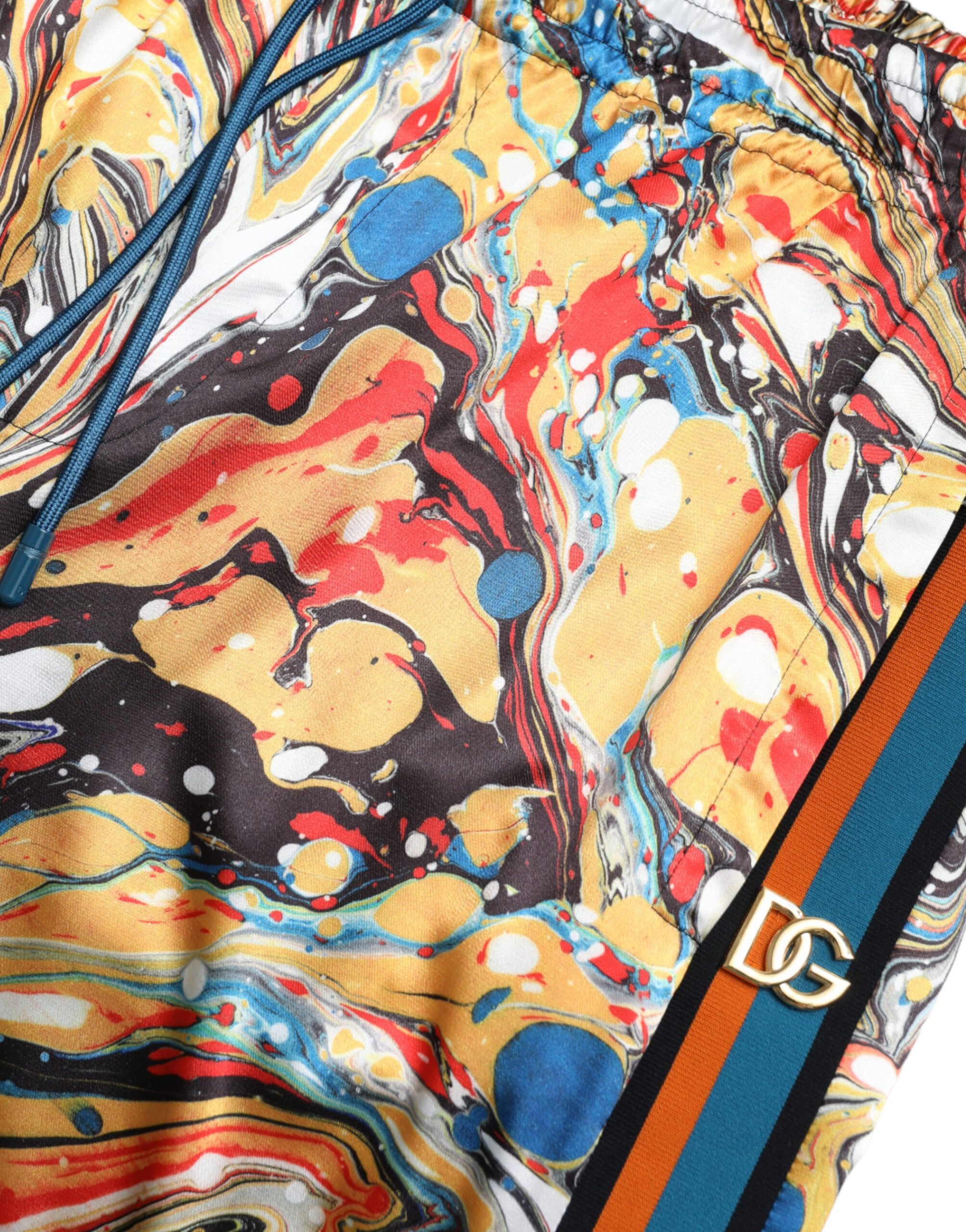 Marble Print Satin Men's Pants - Dolce & Gabbana - Modalova