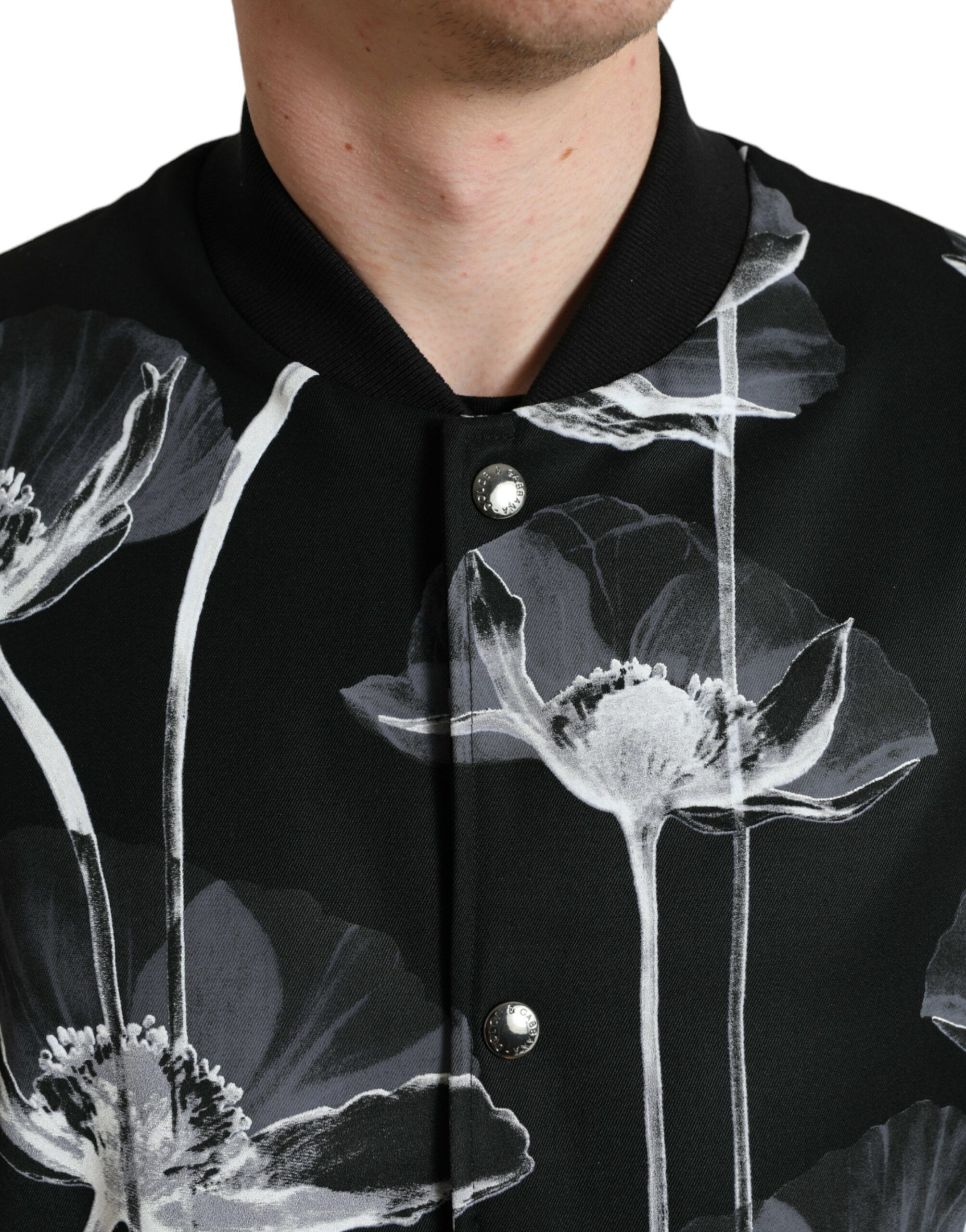 Floral Print Wool Button Down Bomber Men's Jacket - Dolce & Gabbana - Modalova