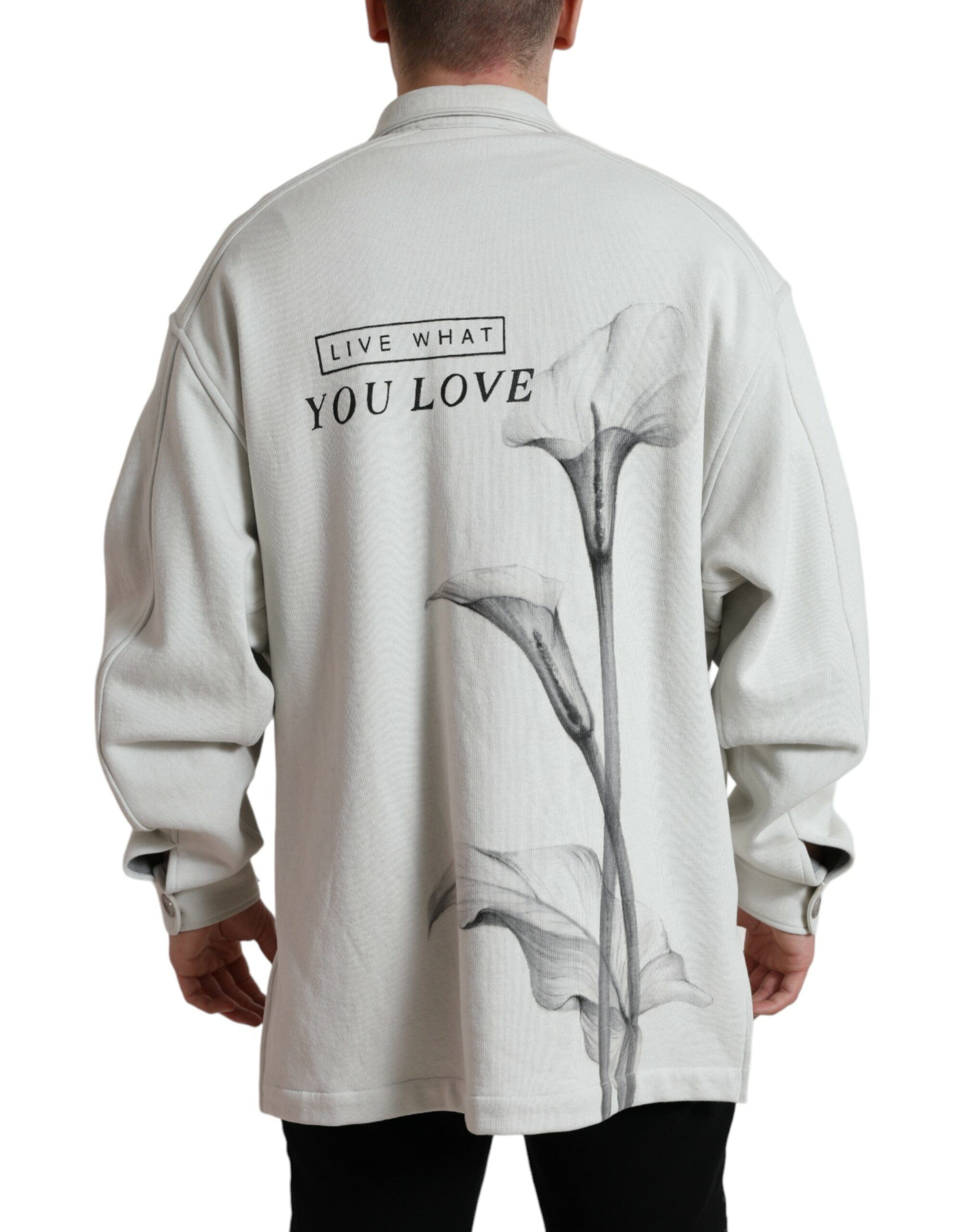 Grey Cotton Button Down Collared Coat Men's Jacket - Dolce & Gabbana - Modalova