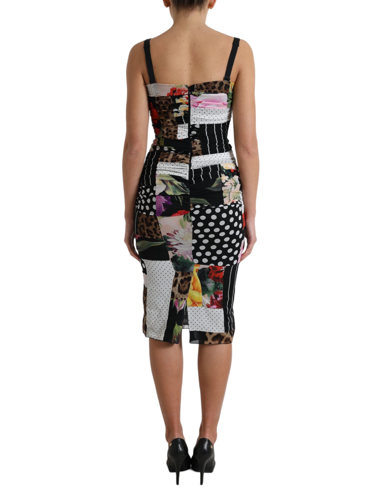 Patchwork Midi Floral Leopard Bodycon Women's Dress - Dolce & Gabbana - Modalova