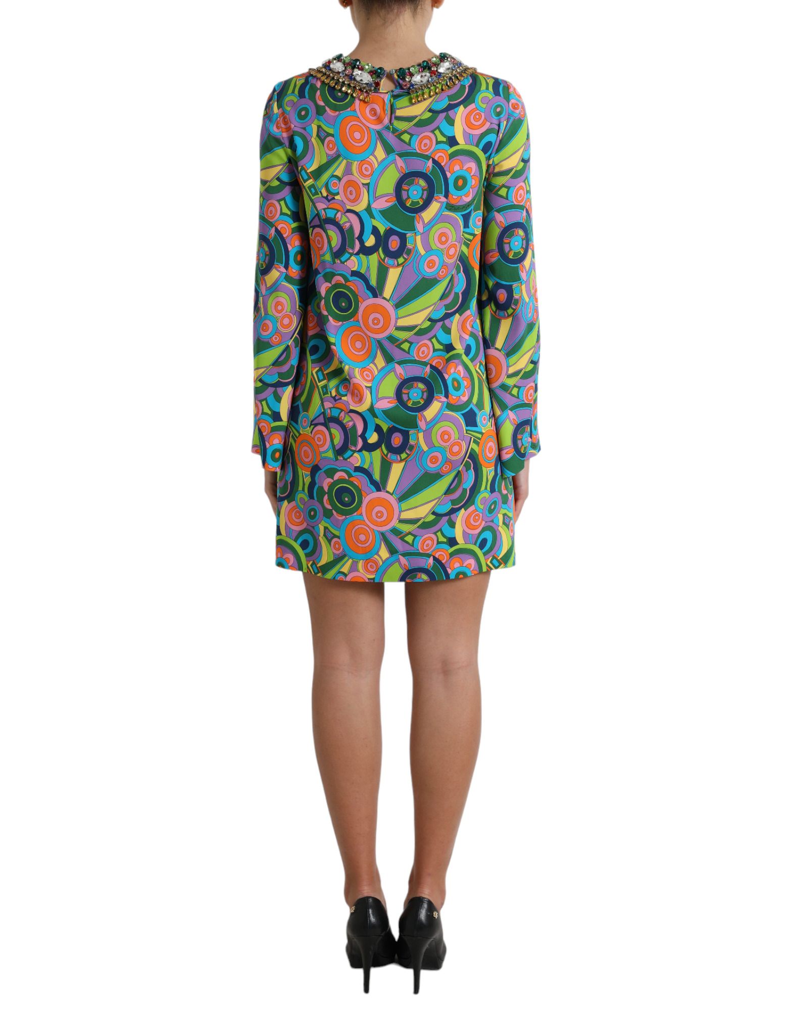 Geometric Print Silk Crystals Midi Women's Dress - Dolce & Gabbana - Modalova